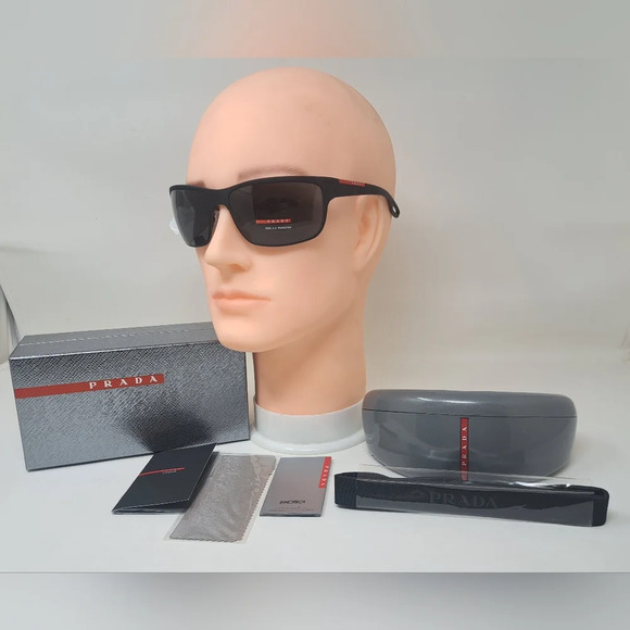 Prada Linea Rossa GT Sunglasses Black Matte Retainer Strap SPS 50Q 64-18-130 - Picture 1 of 12
